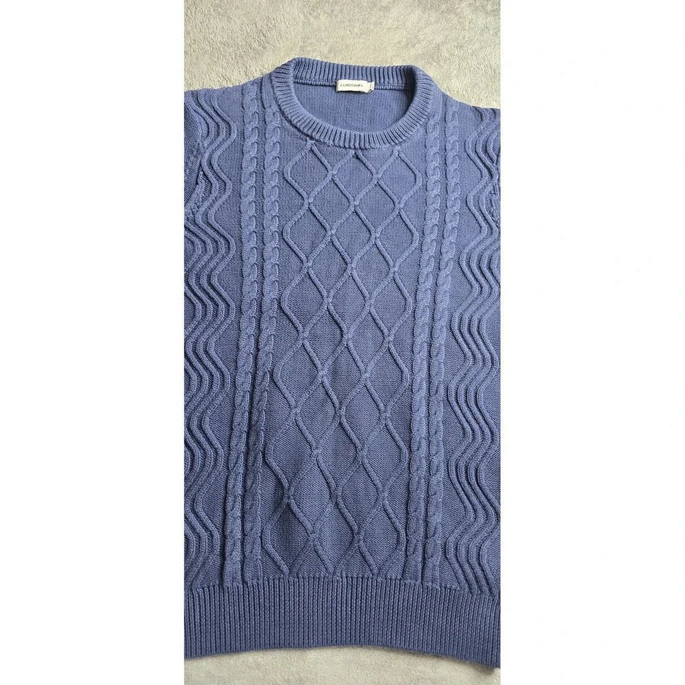 J Lindeberg Benji Sea Cable Knit Sweater Mens Medium Navy Blue Golf Preppy
